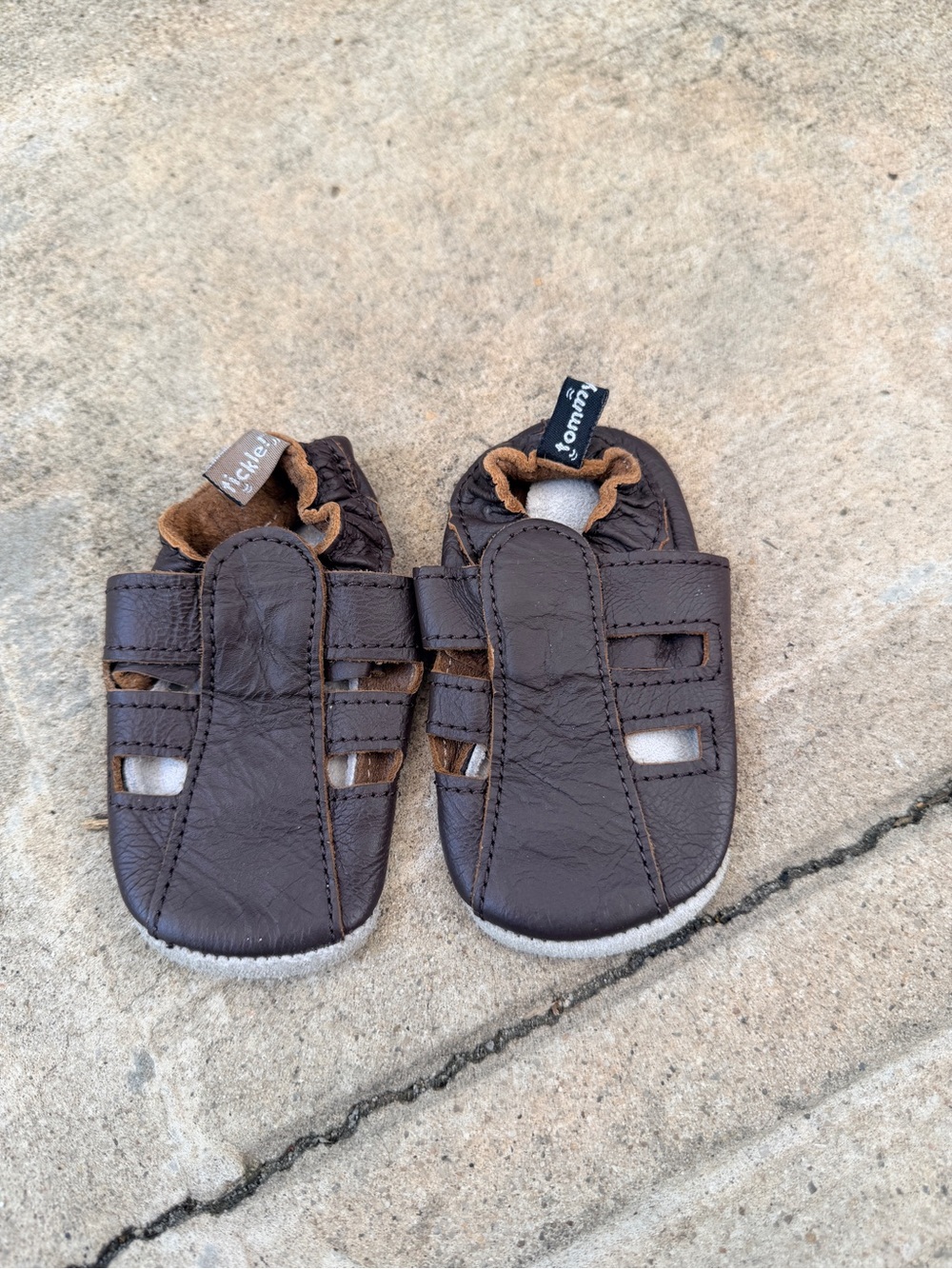 Tommy Brown Kids Leather Sandals Soft Sole